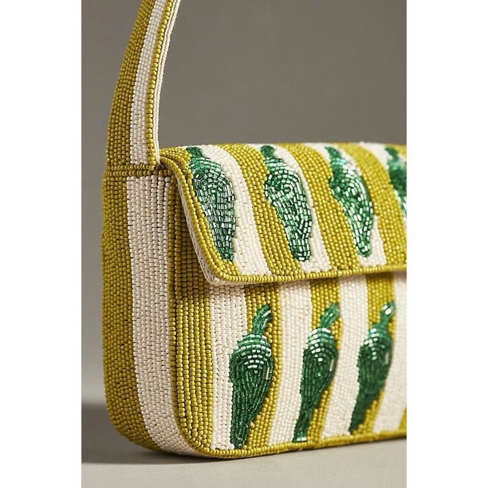 Anthropologie Fiona Beaded Bag Jalapeño